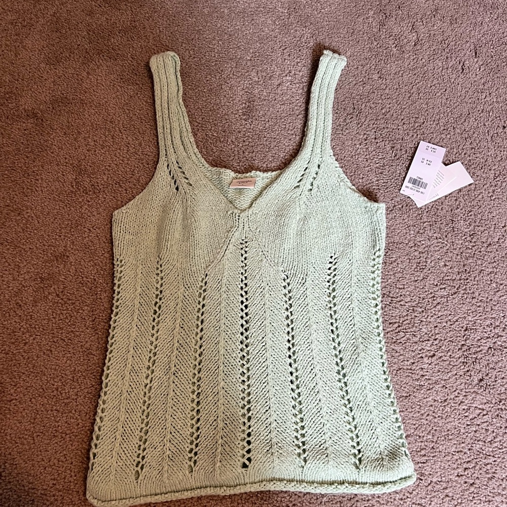 Abercrombie & Fitch Green Ribbed Sleeveless Tank Top